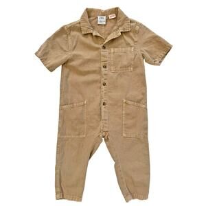Zara Kids Khaki Short Sleeve Jumpsuit Coverall 18-24 months